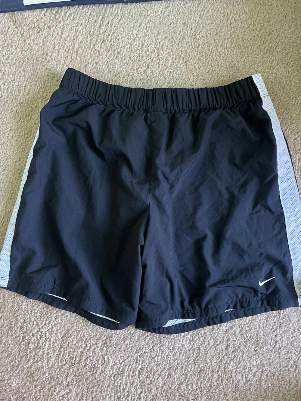 Nike Black Athletic Shorts with White Side Panels